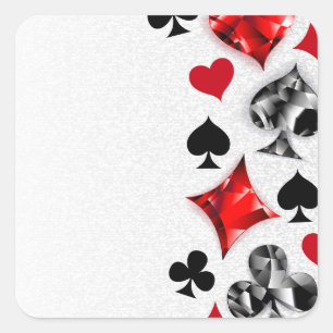 Poker Player Gambler Playing Card Suits Las Vegas Square Sticker