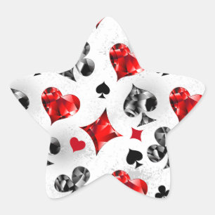 Poker Player Gambler Playing Card Suits Las Vegas Star Sticker