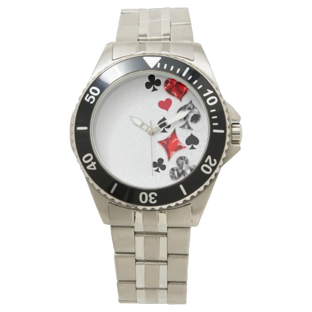 Poker Player Gambler Playing Card Suits Las Vegas Watch (Front)