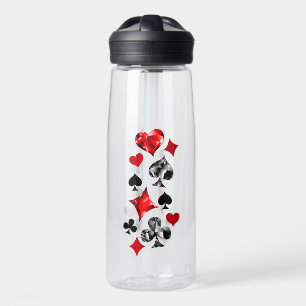 Poker Player Gambler Playing Card Suits Las Vegas Water Bottle