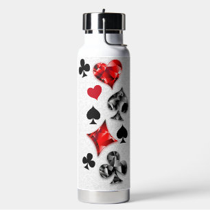 Poker Player Gambler Playing Card Suits Las Vegas Water Bottle