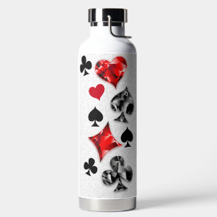 Poker Player Gambler Playing Card Suits Las Vegas Water Bottle