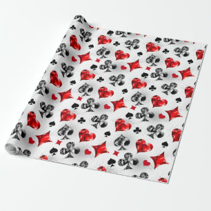 Poker Player Gambler Playing Card Suits Las Vegas Wrapping Paper