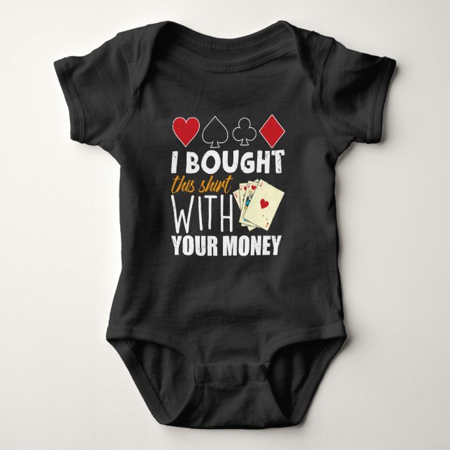 Poker Player Joke Casino Gambler Jackpot Baby Bodysuit (Front)