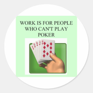 poker player lucky design classic round sticker