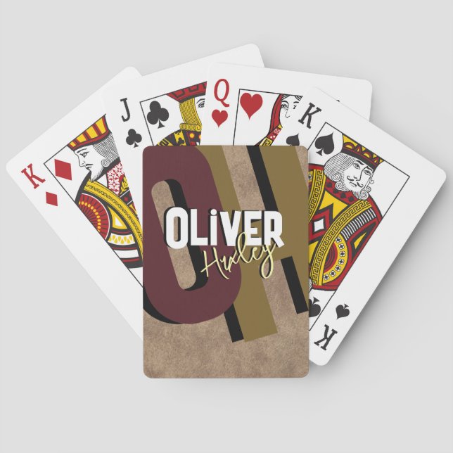 Poker Player Name Cool Bold Monogram Playing Cards (Back)