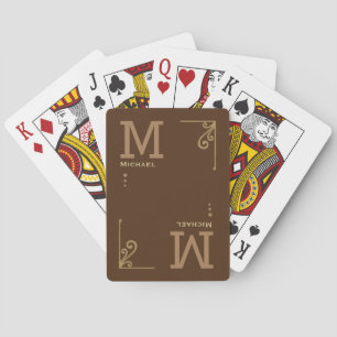 Poker Player Personalised Brownish Monogram  Playing Cards