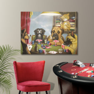 Poker playin dogs canvas print