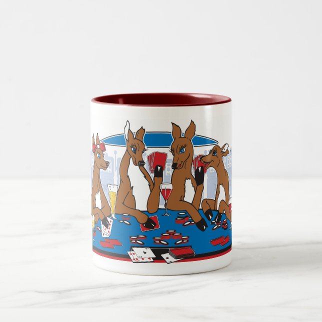 Poker Playing Bachelorette Party Two-Tone Coffee Mug (Center)