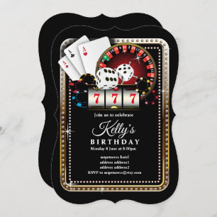Poker Playing Card 7 7 7, casino party invite