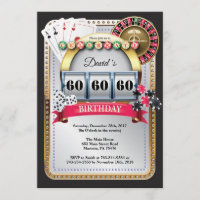 Poker Playing Card Casino Birthday Invitation