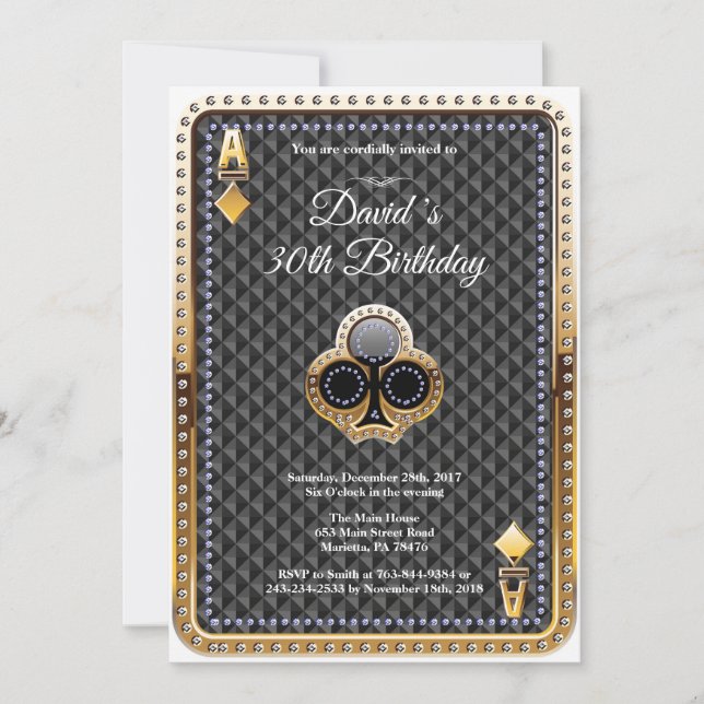 Poker Playing Card Casino Birthday Invitation (Front)