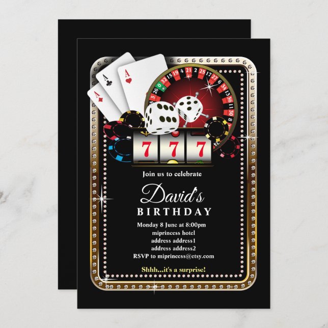Poker Playing Card, casino party invite (Front/Back)