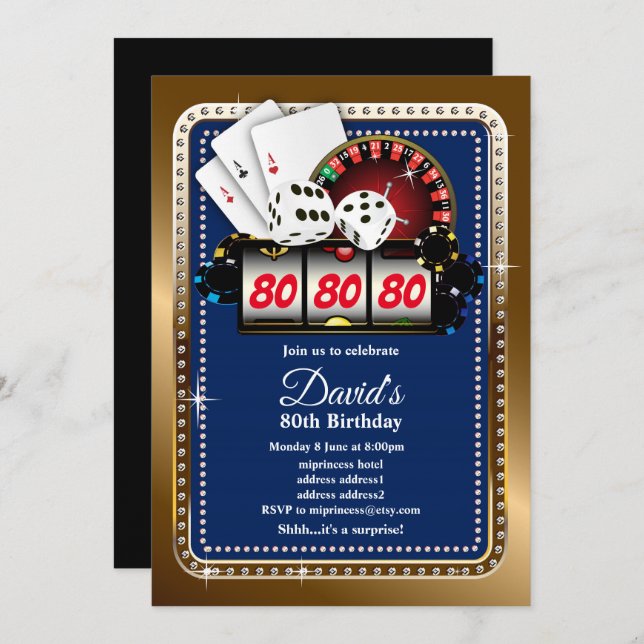Poker Playing Card, casino party invite (Front/Back)