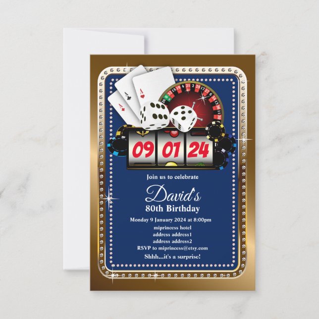 Poker Playing Card, casino party invite (Front)