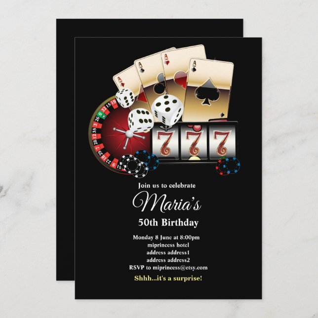 Poker Playing Card, casino party invite (Front/Back)