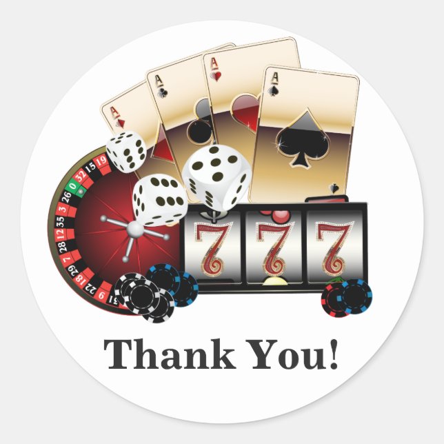 Poker Playing Card, casino,   thank you stickers (Front)