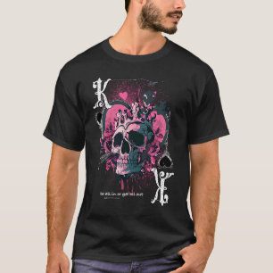 Poker Playing Card King Of Hearts Skull T-Shirt