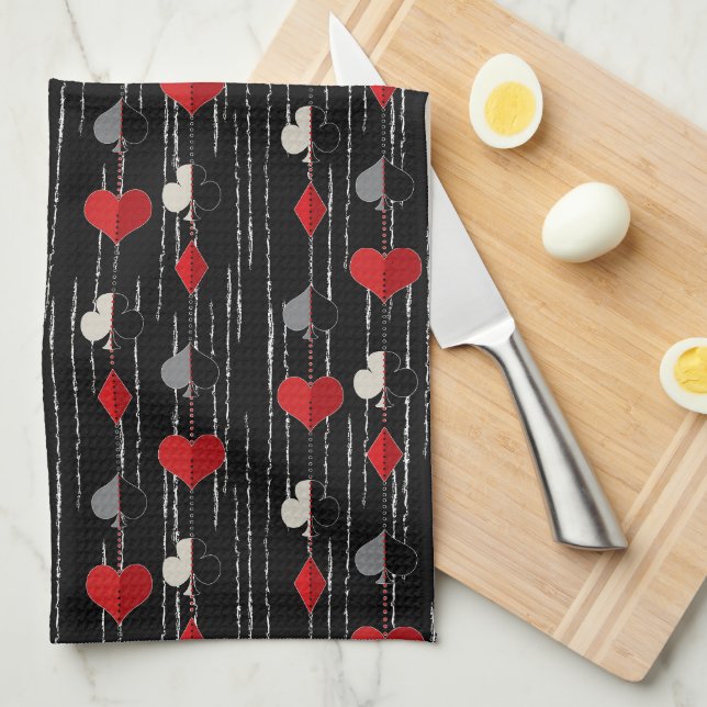 Poker playing card symbols. tea towel (Quarter Fold)