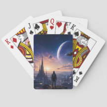 Poker Playing Cards • Sci-Fi Futuristic Cityscape