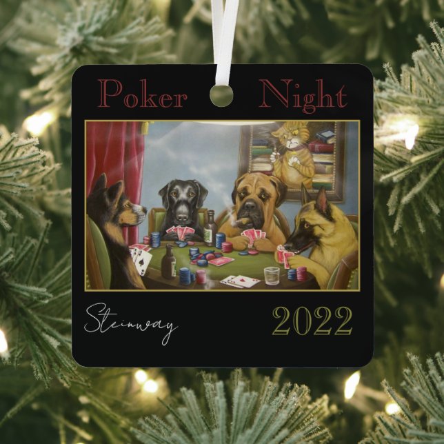 Poker Playing Dogs Metal Tree Decoration (Insitu)