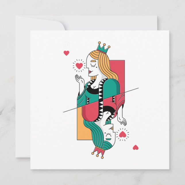 Poker Queen Heart Playing Cards Casino Gambling Gi (Front)