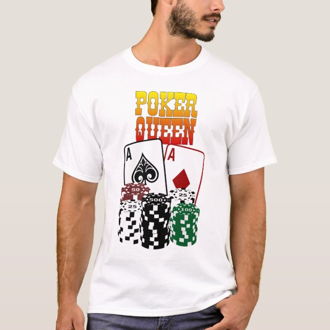 Poker Queen - Two Aces and Chips T-Shirt (Front)