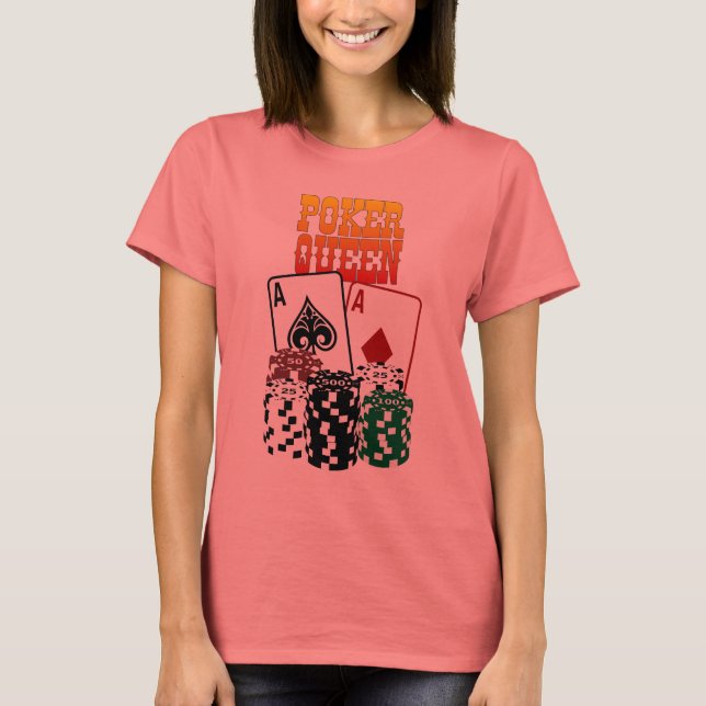 Poker Queen - Two Aces and Chips T-Shirt (Front)