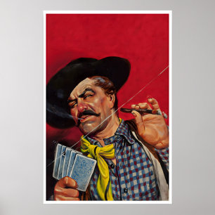 Poker Room Art Western Cowboy Print Bar Mancave