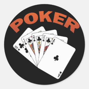 POKER ROYAL FLUSH CLASSIC ROUND STICKER