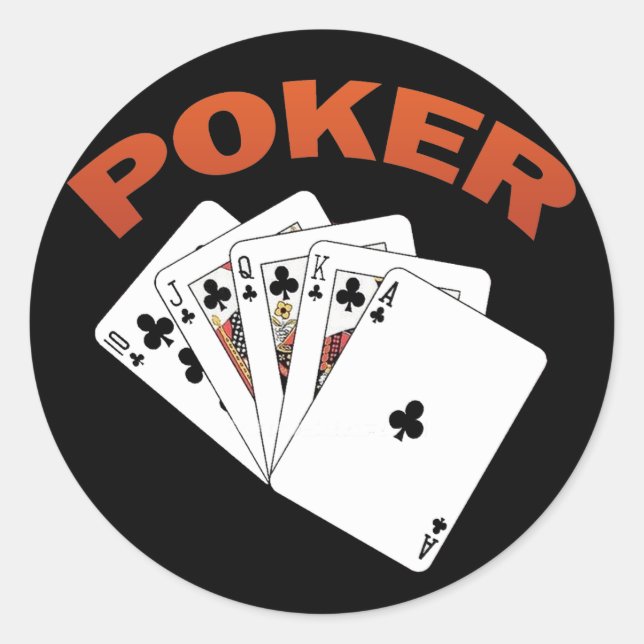 POKER ROYAL FLUSH CLASSIC ROUND STICKER (Front)