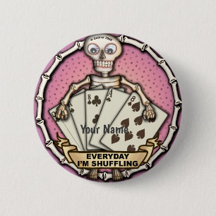 Poker Skeleton Gambler pin button