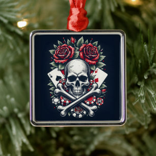 Poker Skull Metal Tree Decoration