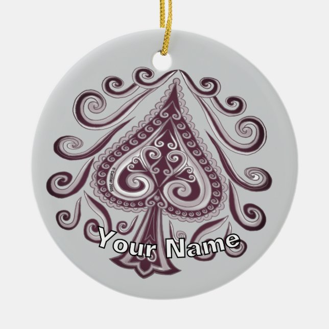 Poker Spades  Ceramic Tree Decoration (Front)