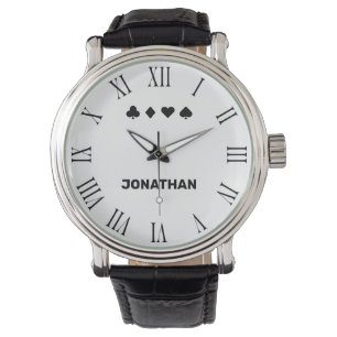 Poker Symbols Plain Classic Black and White Custom Watch
