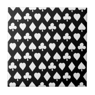 Poker Themed Art Poker Suits Print Pattern Black Tile