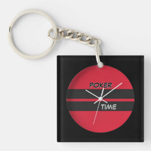 Poker Time Red Black  Key Ring