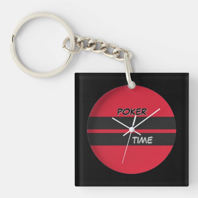 Poker Time Red Black  Key Ring (Front)