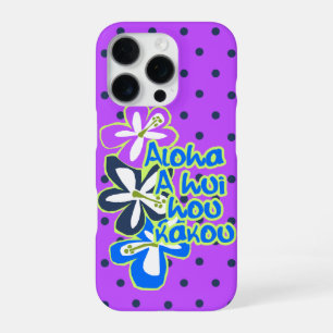 Pokii Hawaiian Aloha Hibiscus Polka Dot Violet iPhone 16 Pro Case