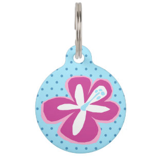 Pokii Hawaiian Cut Out Hibiscus Polka Dot Pet Tag