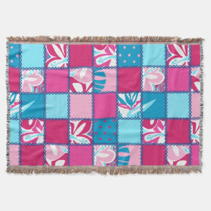 Pokii Hawaiian Floral and Dot Patchwork Blankets