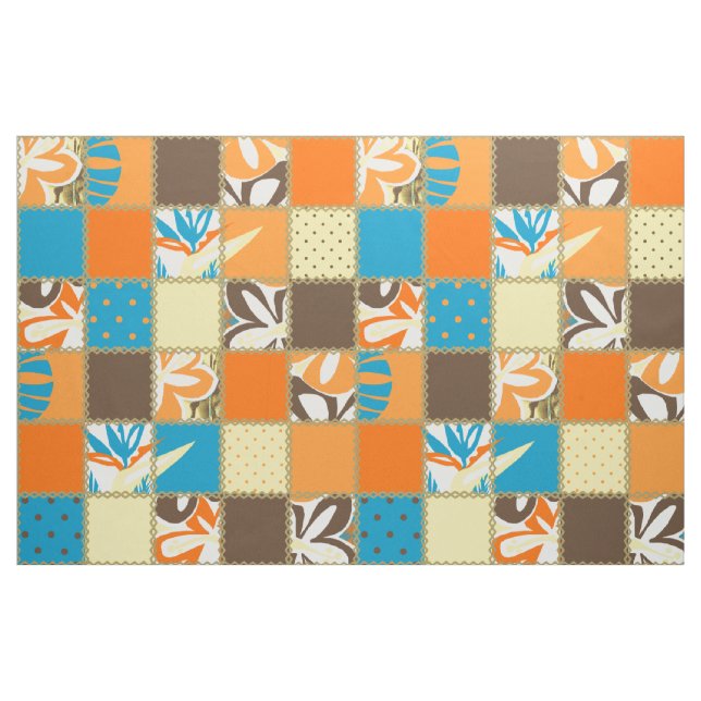 Pokii Hawaiian Floral and Dot Patchwork Fabric (Fat Quarter)