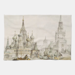 Pokrovsky Cathedral and Spasskaya Tower Tea Towel