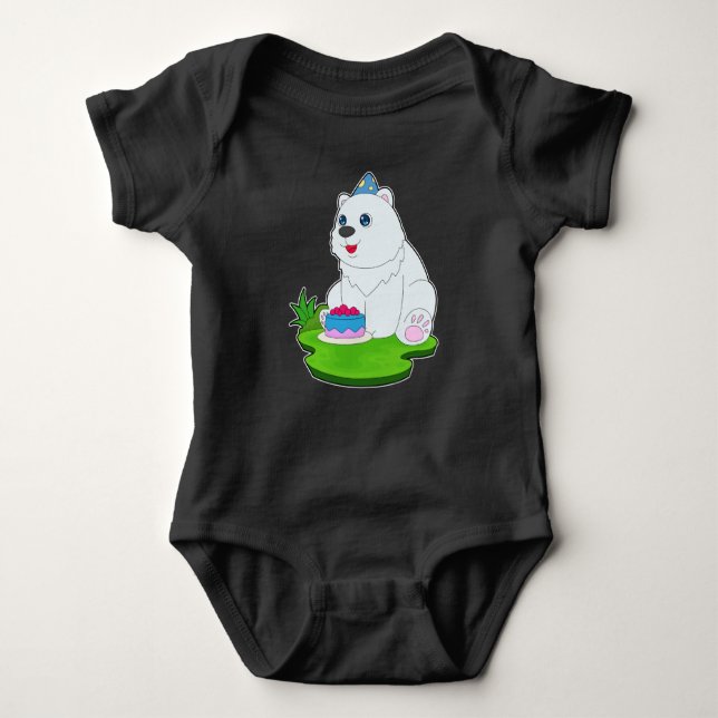 Pola bear Birthday Cake Baby Bodysuit (Front)