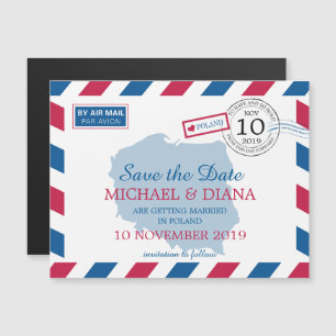 Poland Airmail   Save the Date Magnetic Invitation