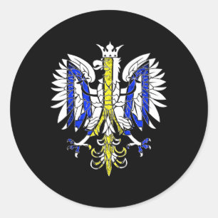 Poland And Ukraine Polish Ukrainian Heritage Eagle Classic Round Sticker