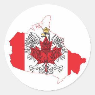 Poland Canada Flag Map Classic Round Sticker