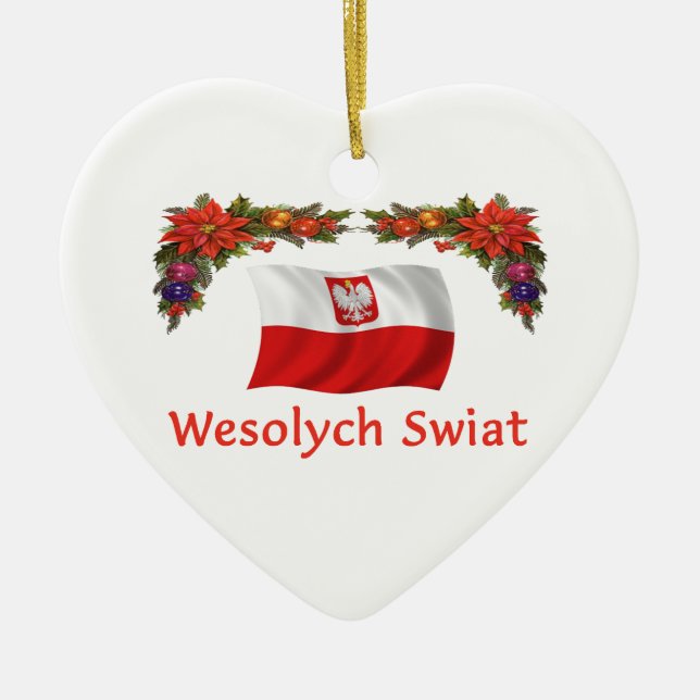 Poland Christmas Ceramic Tree Decoration (Front)