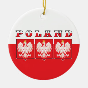 Poland Eagle Flag Shields Ceramic Tree Decoration