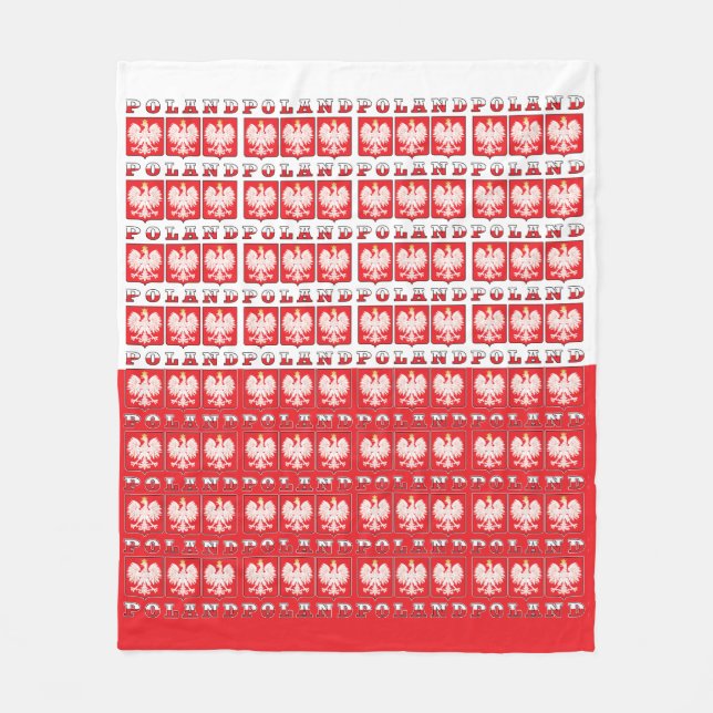Poland Eagle Flag Shields Fleece Blanket (Front)